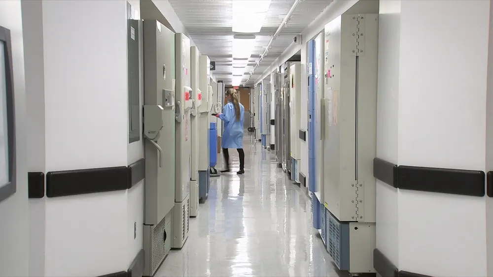 Laboratory corridor in a Montgomery County research building